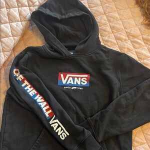 Vans Black Hoodie with Red and Blue Accents